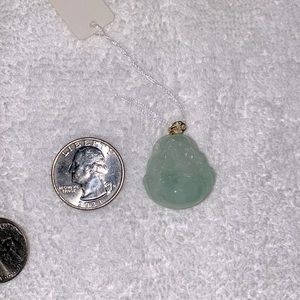 Buddha Burmese jade pendant with small 18k gold clip